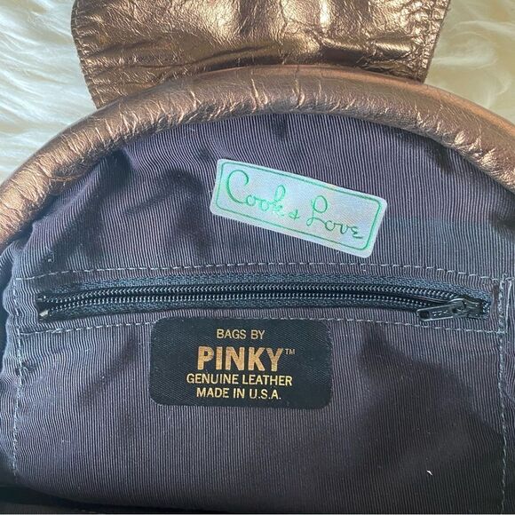 Bronze Metallic Leather Crossbody Evening Bag Bags by Pinky - Picture 2 of 7